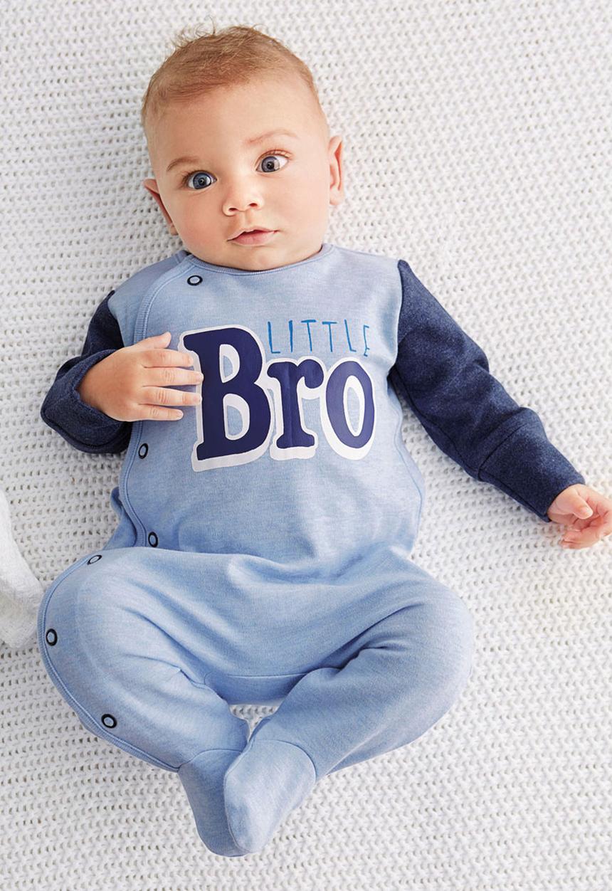 Next - Little Bro Sleepsuit Blue/White Blue and White