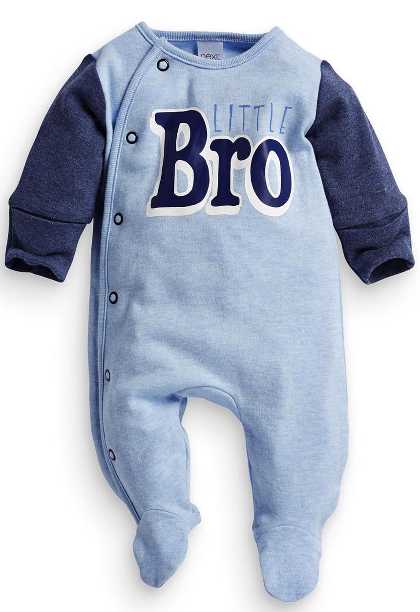 Next - Little Bro Sleepsuit Blue/White Blue and White