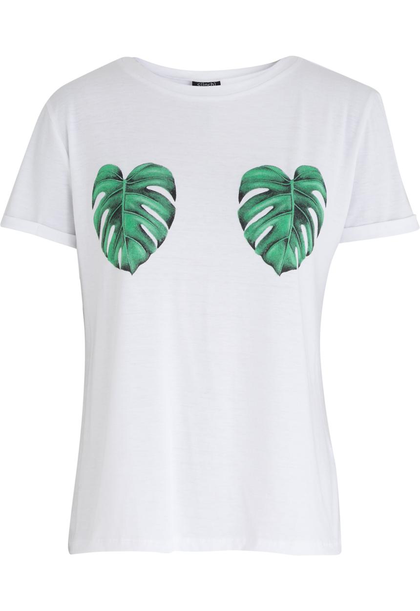 c(inch) - Leaf Print Tee White