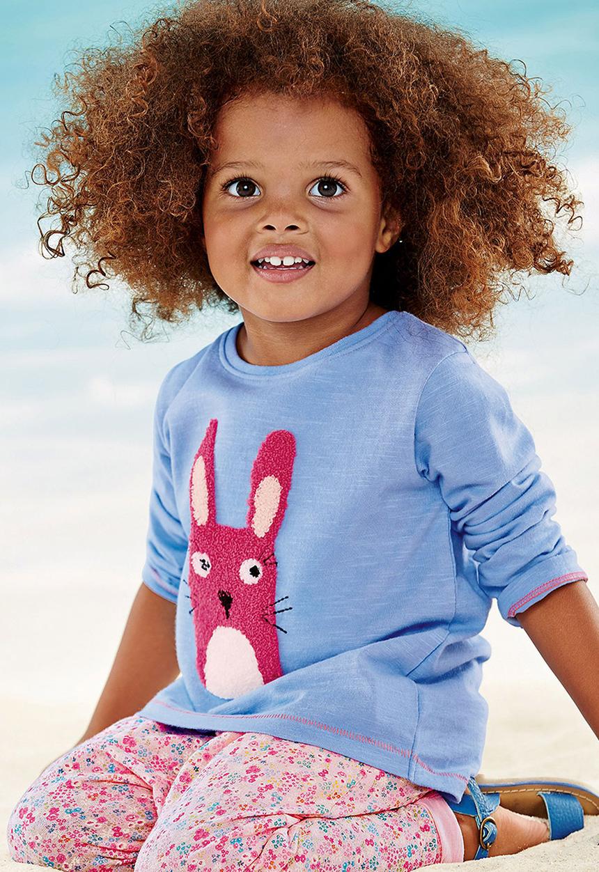 Next - Bouclé bunny t-shirt Mid Blue