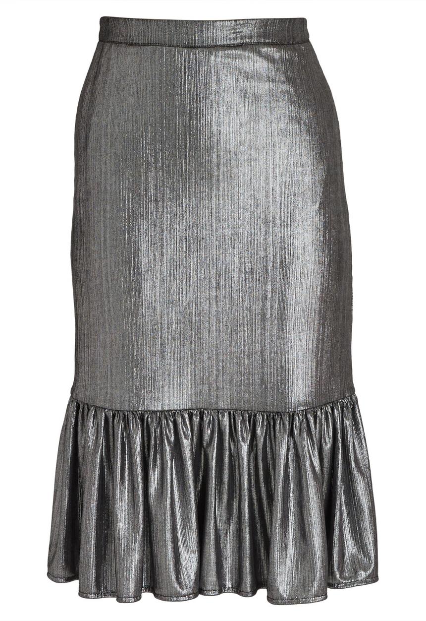 STYLE REPUBLIC - Peplum Midi Skirt Silver