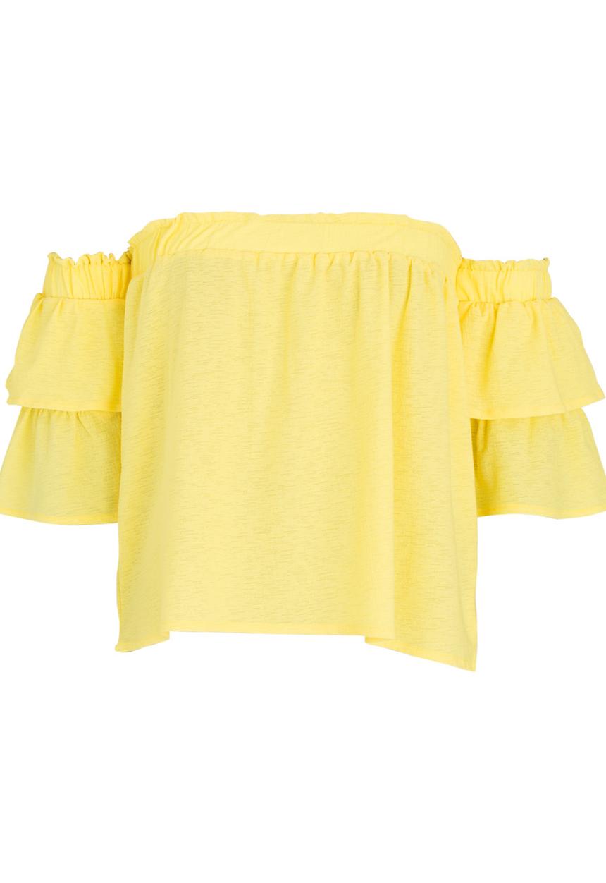 SISSY BOY - Ruffled Sleeve Bardot Top Yellow
