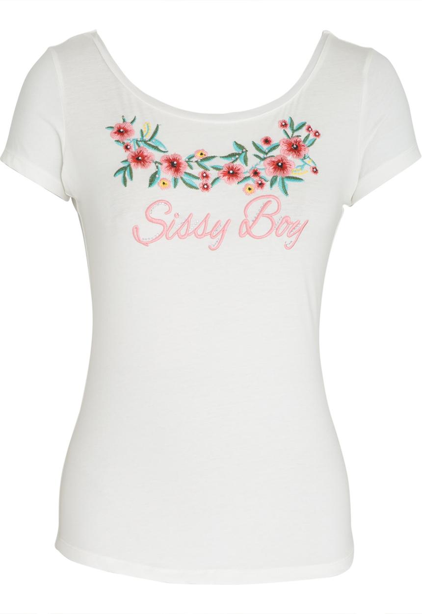 SISSY BOY - Embroidery Detail Tee Off White