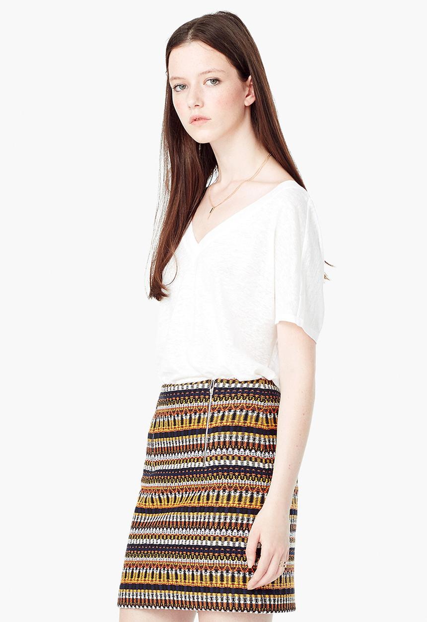 MANGO - Linen T-shirt Milk