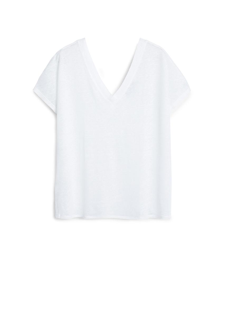 MANGO - Linen T-shirt Milk