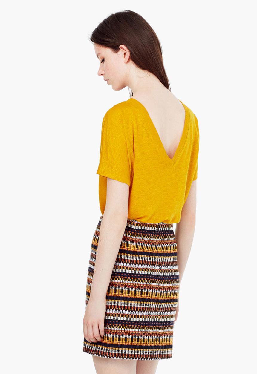 MANGO - Linen T-shirt Yellow