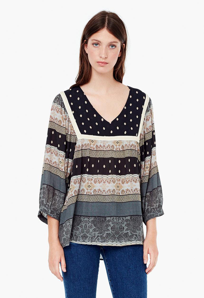 MANGO - Gypsy Blouse Black