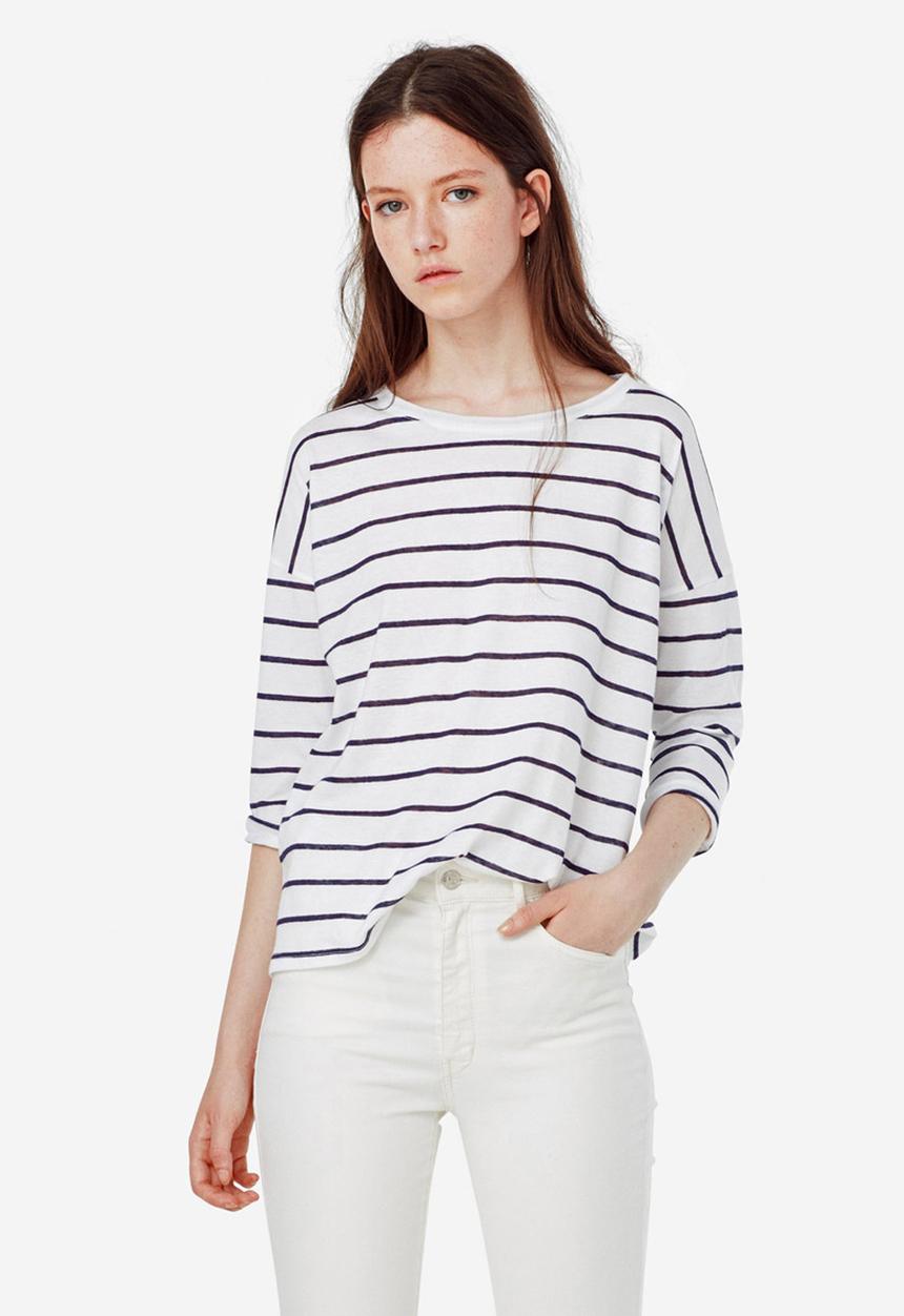 MANGO - 3/4 Sleeve T-shirt Milk
