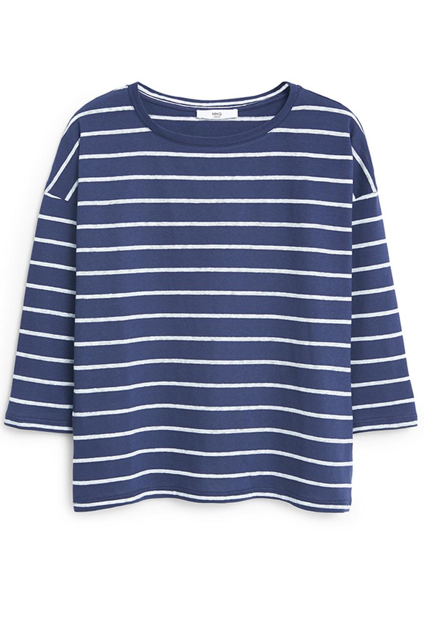 MANGO - 3/4 Sleeve T-shirt Navy