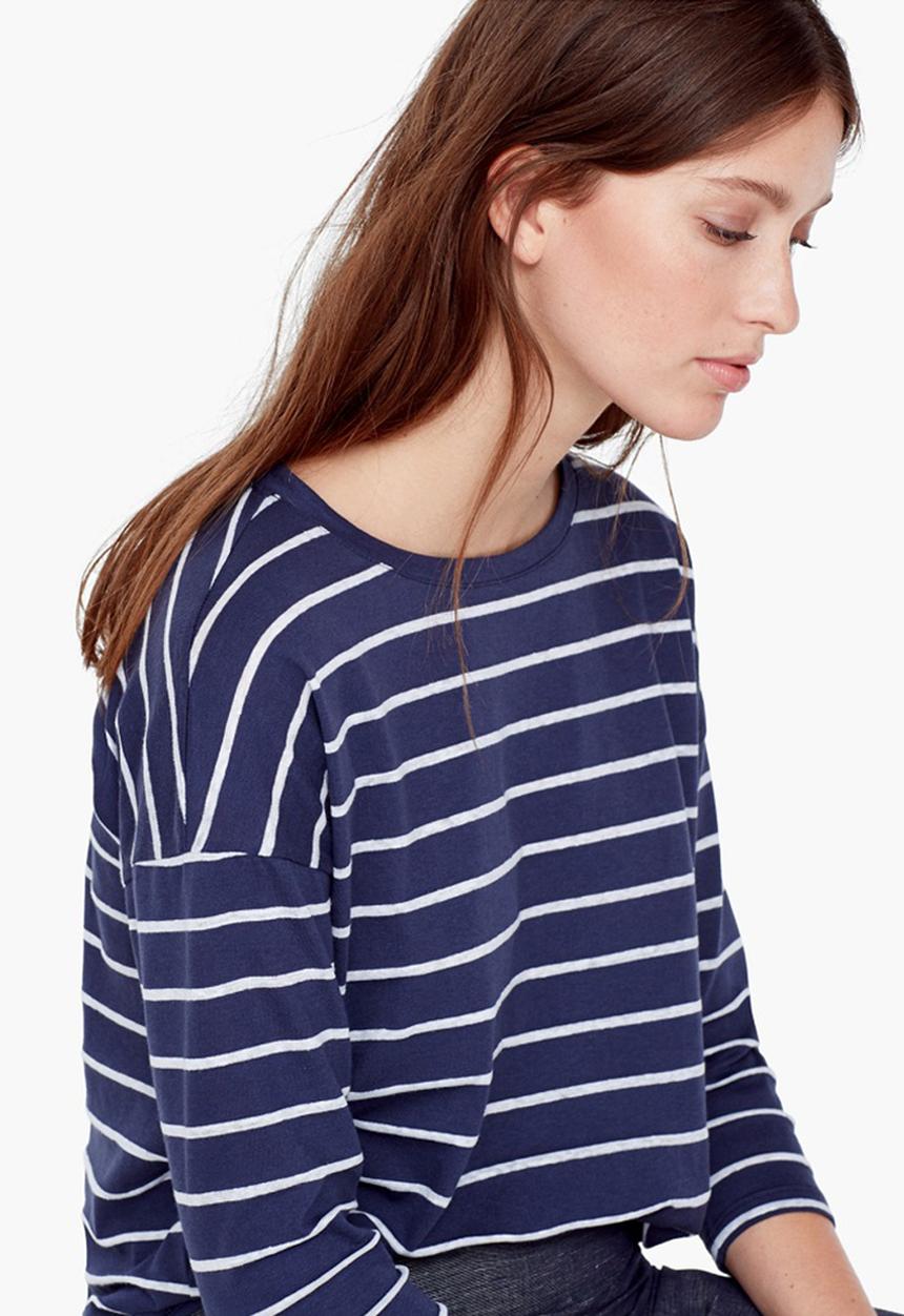 MANGO - 3/4 Sleeve T-shirt Navy
