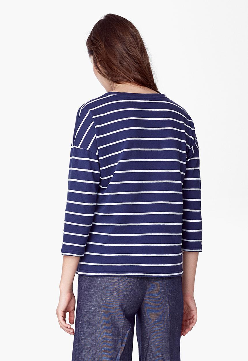 MANGO - 3/4 Sleeve T-shirt Navy