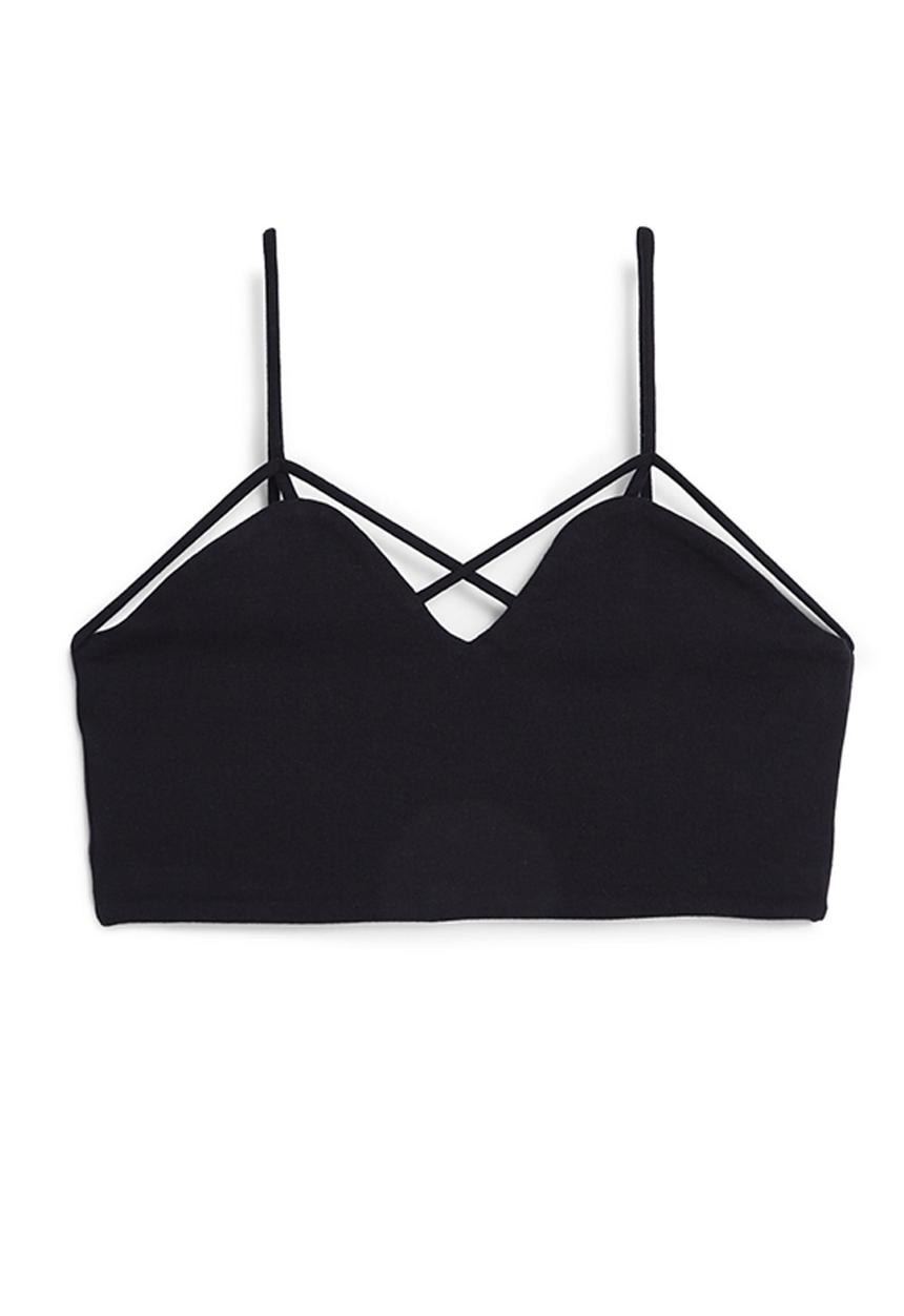MANGO - Thin Strap Bralet Black