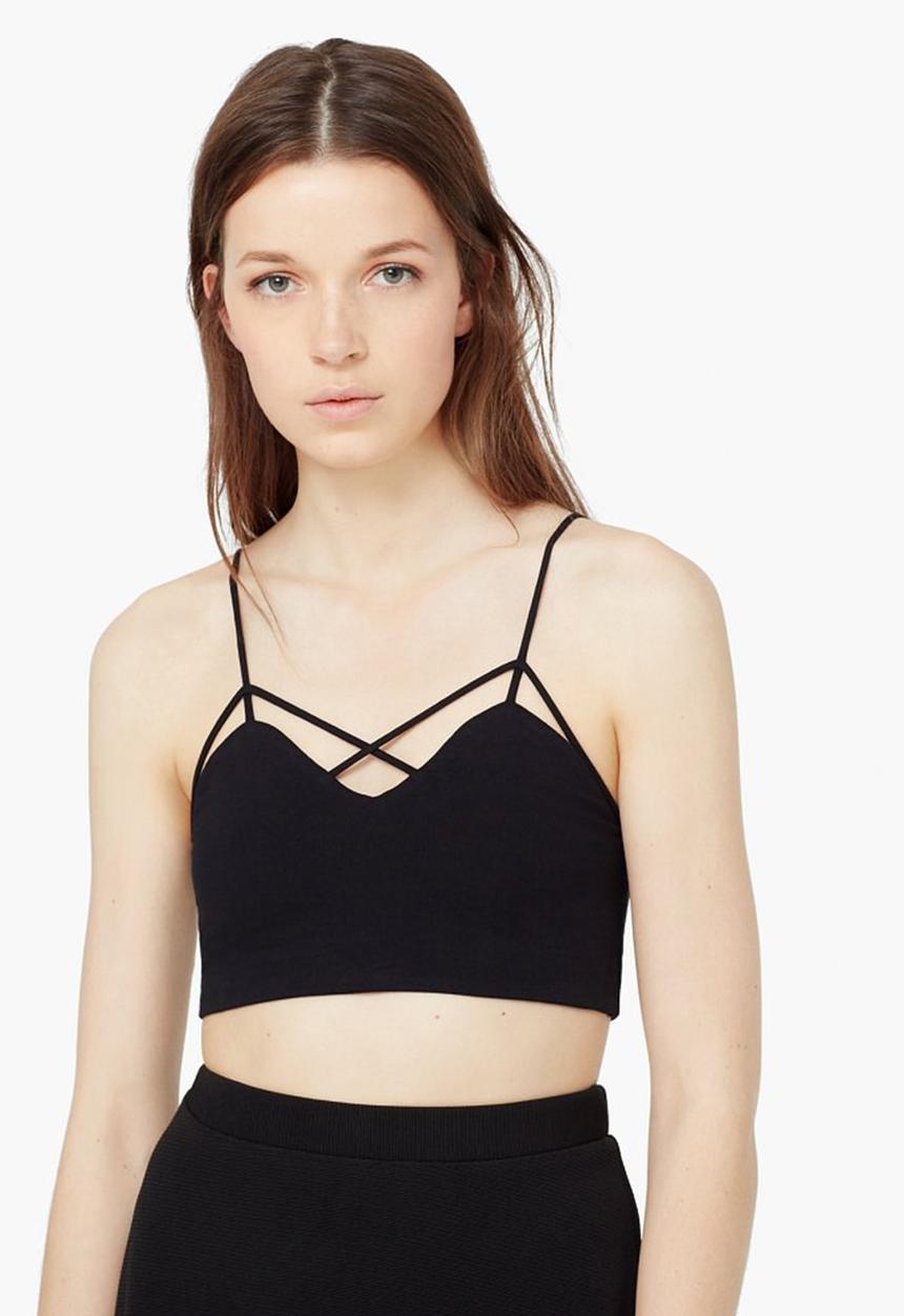 MANGO - Thin Strap Bralet Black