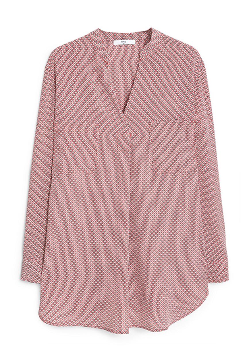 MANGO - Printed Blouse Pale Pink