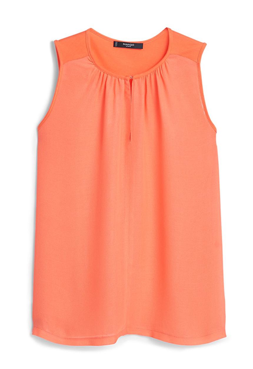 MANGO - Pleat Front Blouse Coral