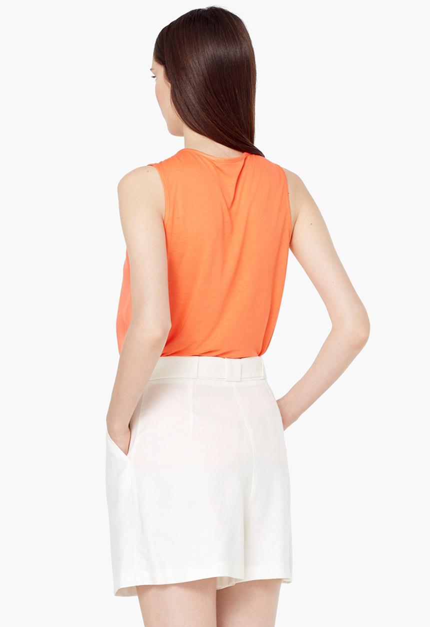 MANGO - Pleat Front Blouse Coral