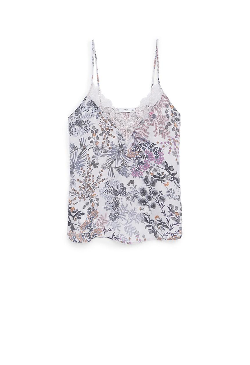 MANGO - Lace Trim Cami Milk