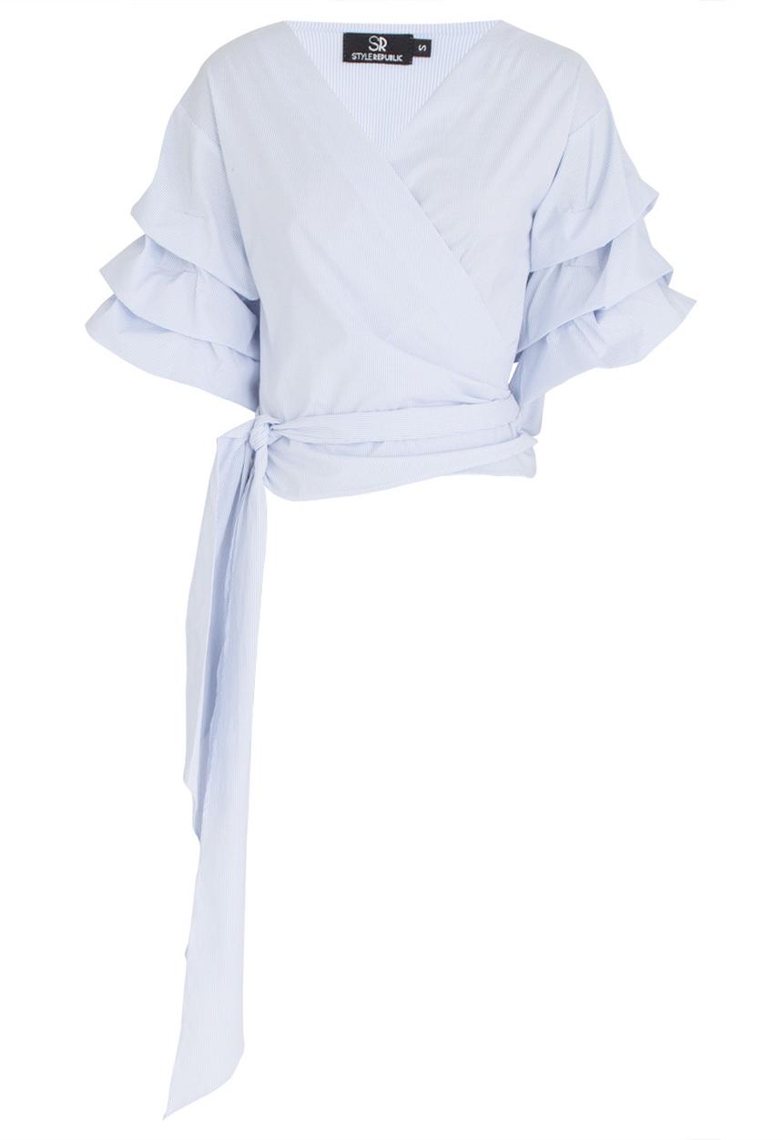 STYLE REPUBLIC - Ruched Sleeve Blouse Blue