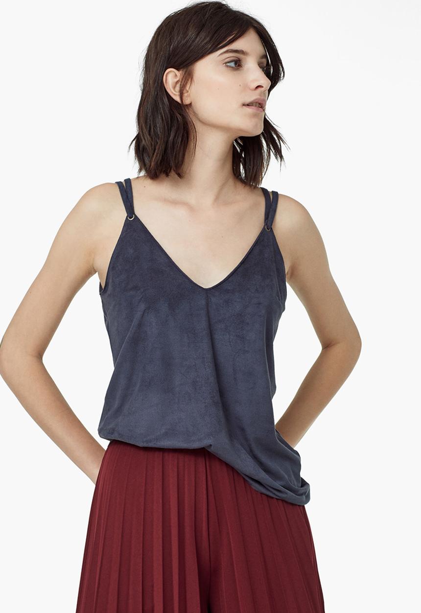 MANGO - Textured Cami Dark Blue