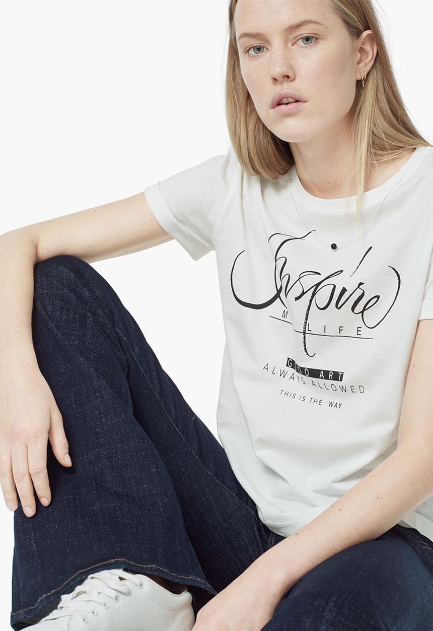 MANGO - Printed T-shirt White