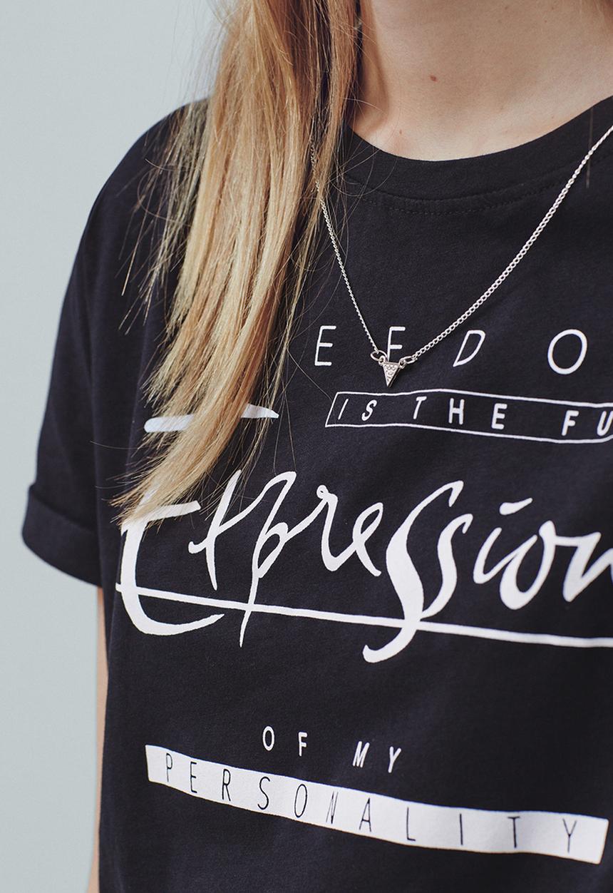 MANGO - Printed T-shirt Black
