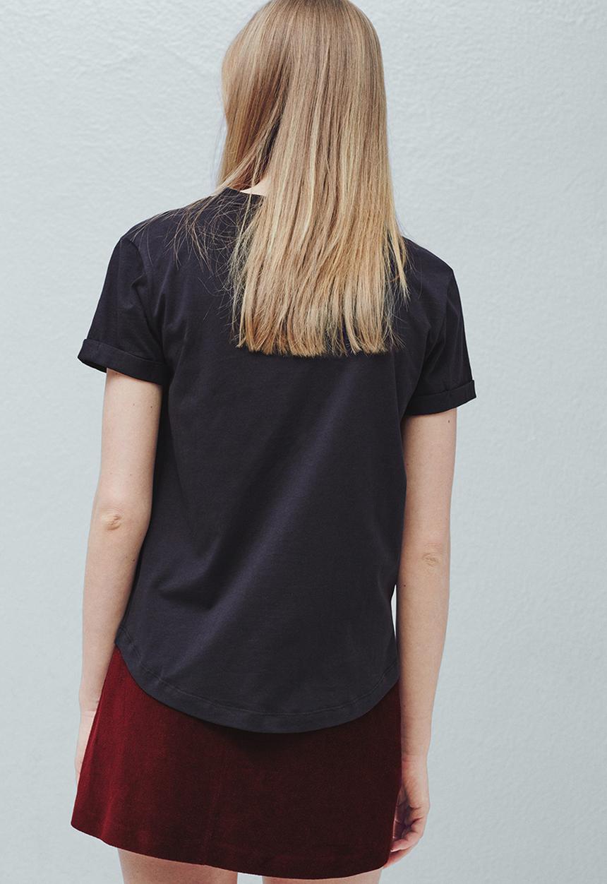 MANGO - Printed T-shirt Black