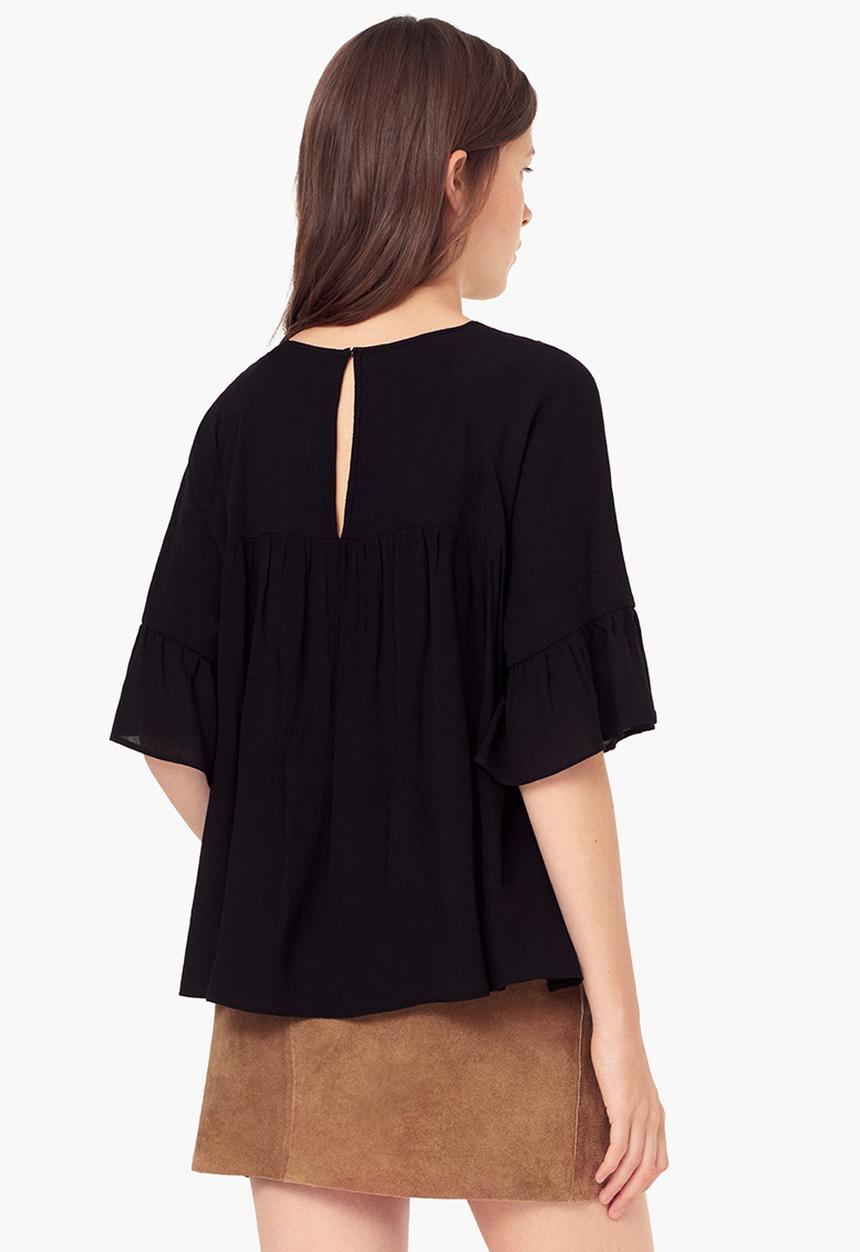 MANGO - Peasant Blouse Black