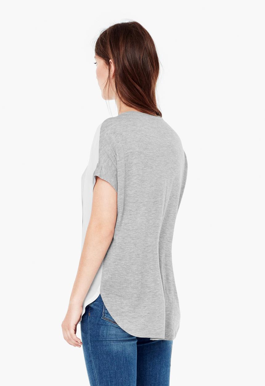 MANGO - Printed T-shirt Pale Grey