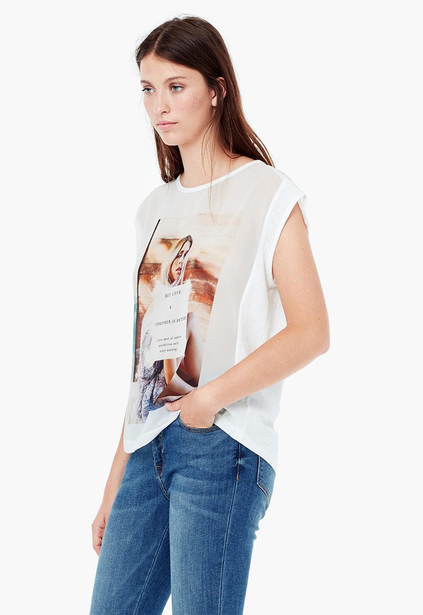 MANGO - Printed T-shirt White
