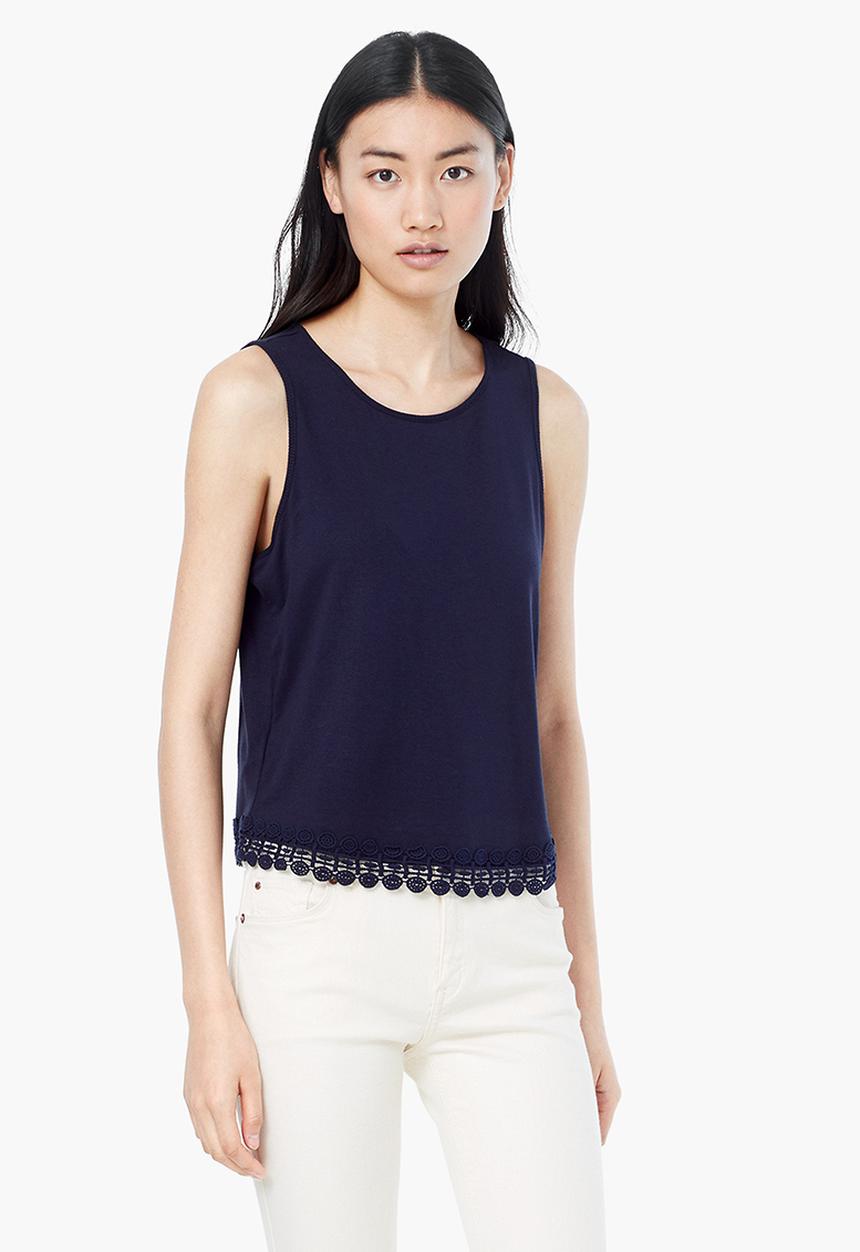 MANGO - Crochet Trim Tank Navy