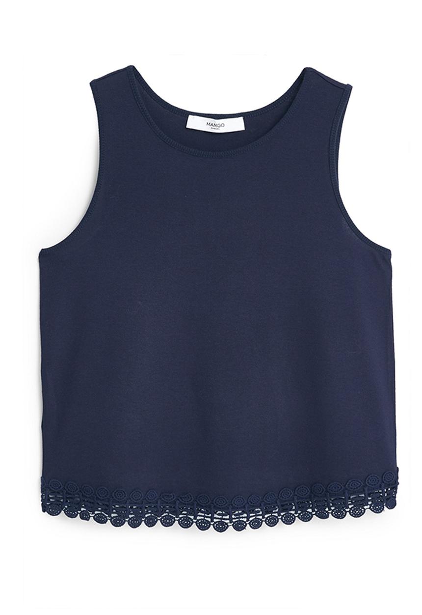 MANGO - Crochet Trim Tank Navy