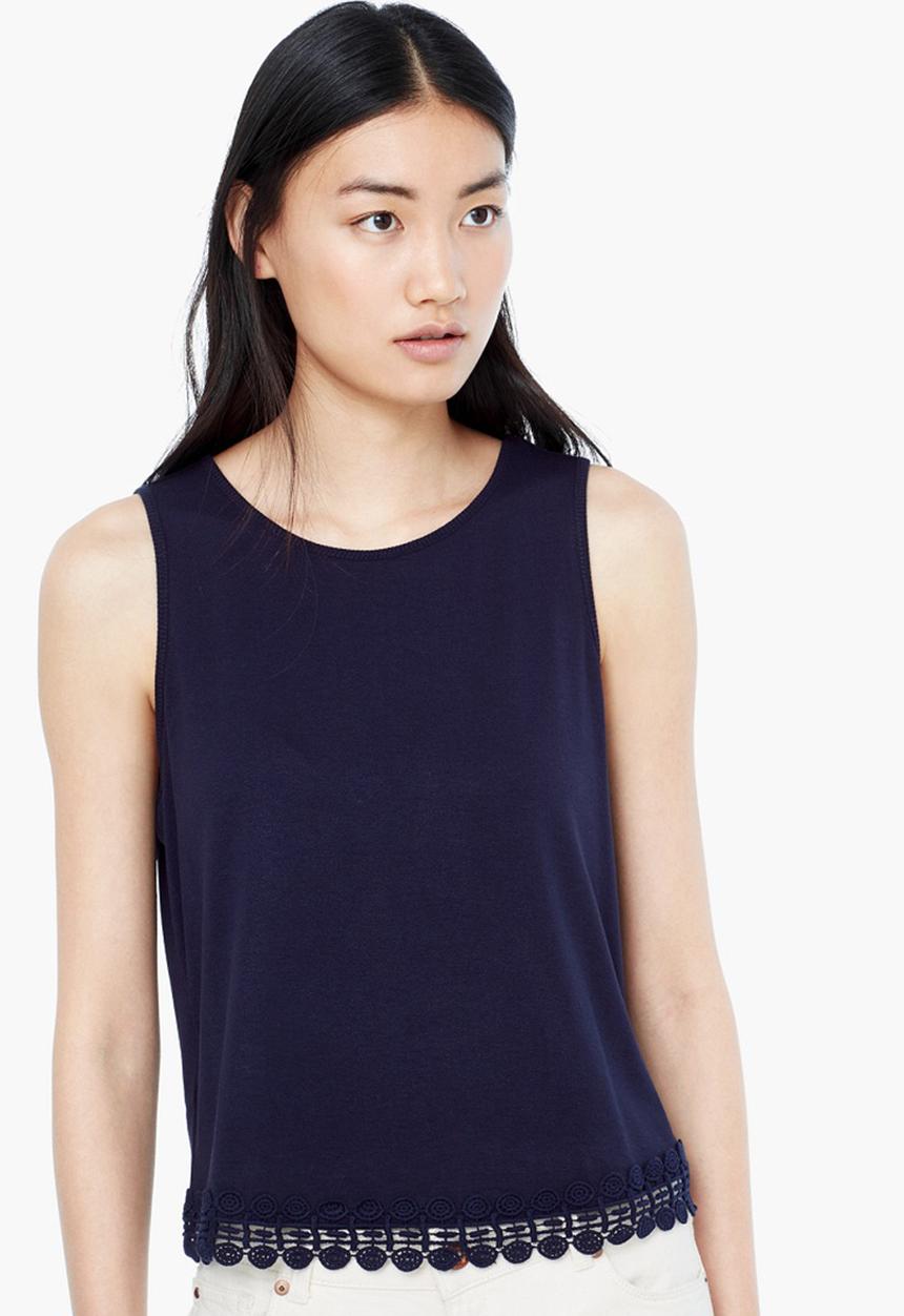 MANGO - Crochet Trim Tank Navy