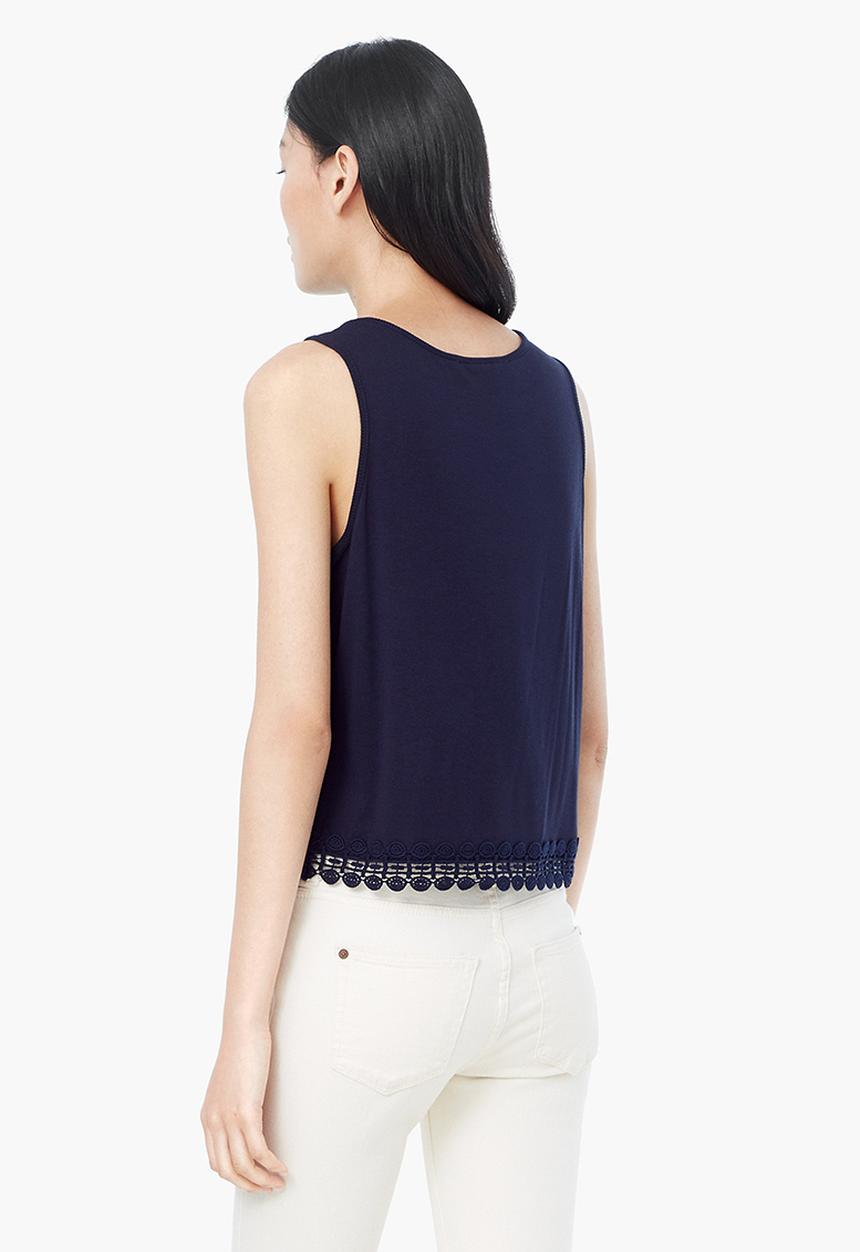 MANGO - Crochet Trim Tank Navy