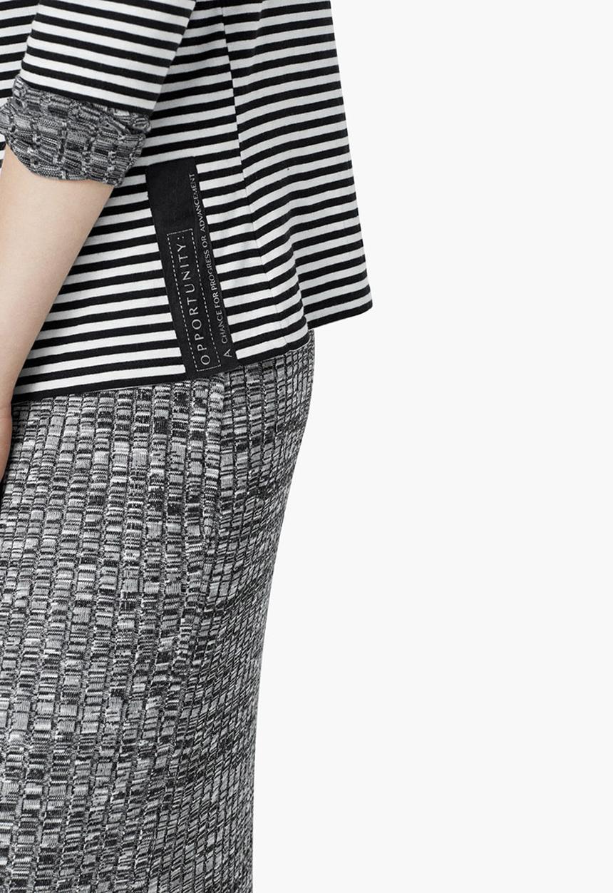 MANGO - Striped Cotton T-shirt Black
