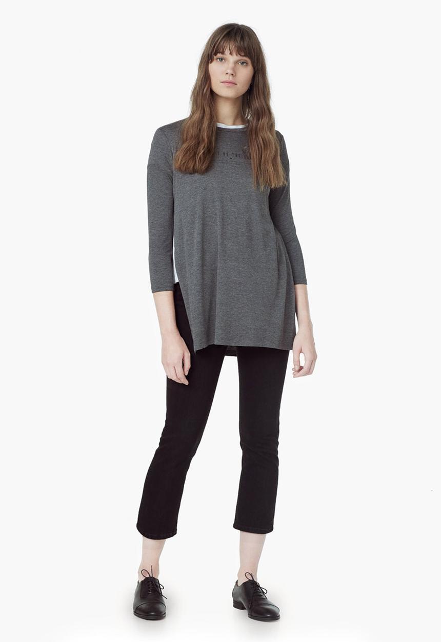 MANGO - Side Slit Top Grey