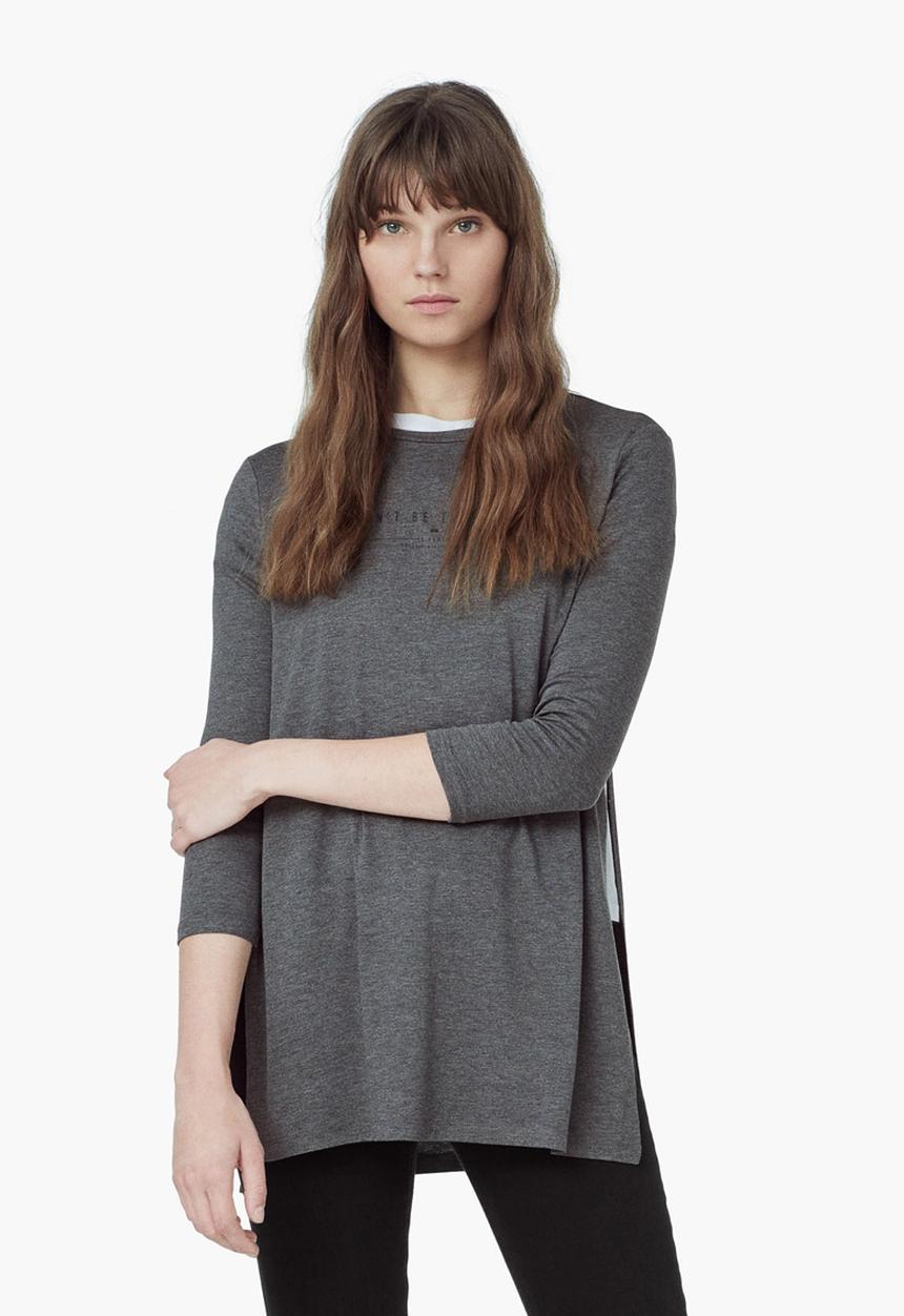 MANGO - Side Slit Top Grey