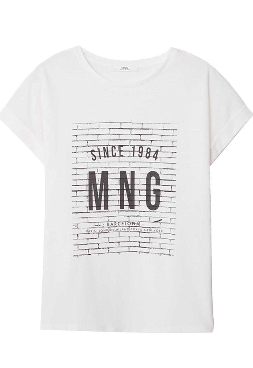 MANGO - Printed T-shirt White