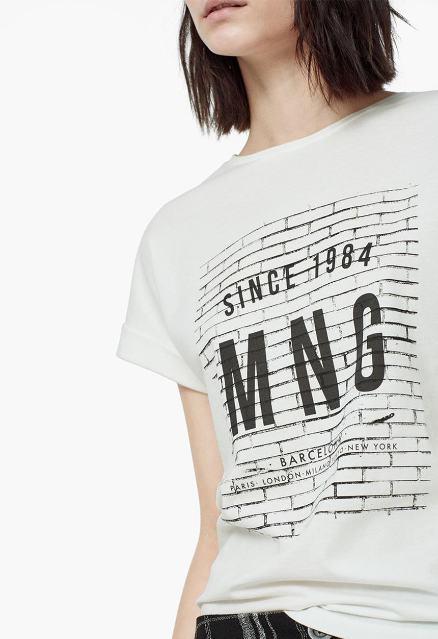 MANGO - Printed T-shirt White