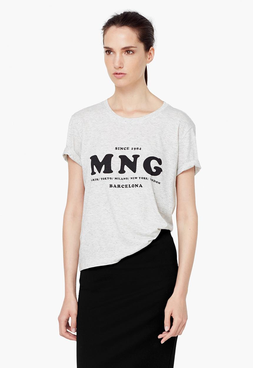MANGO - Logo T-shirt Pale Grey