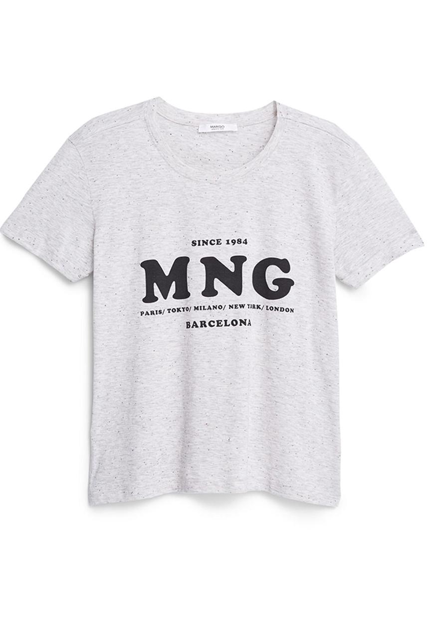 MANGO - Logo T-shirt Pale Grey