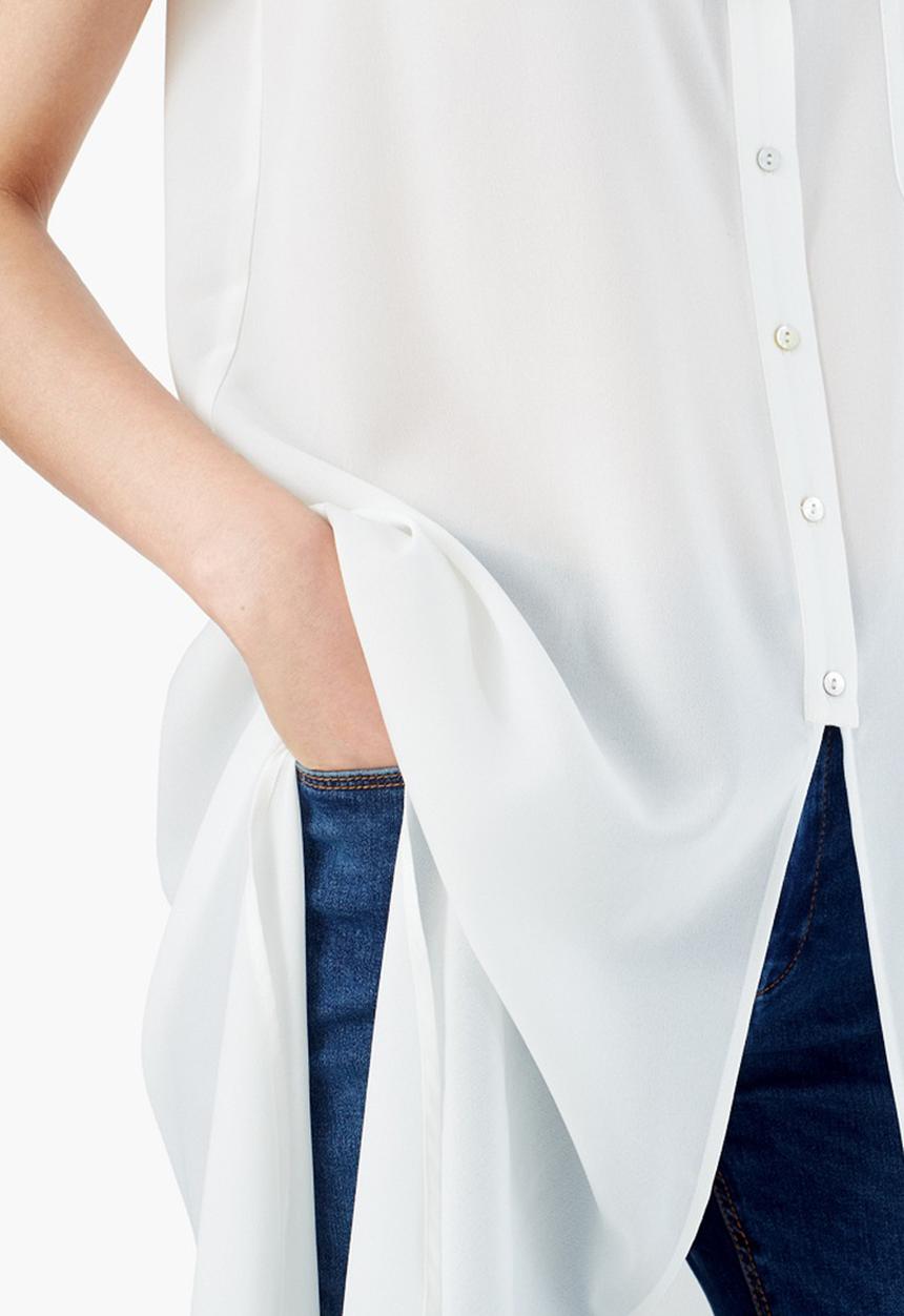 MANGO - Sleeveless Shirt White