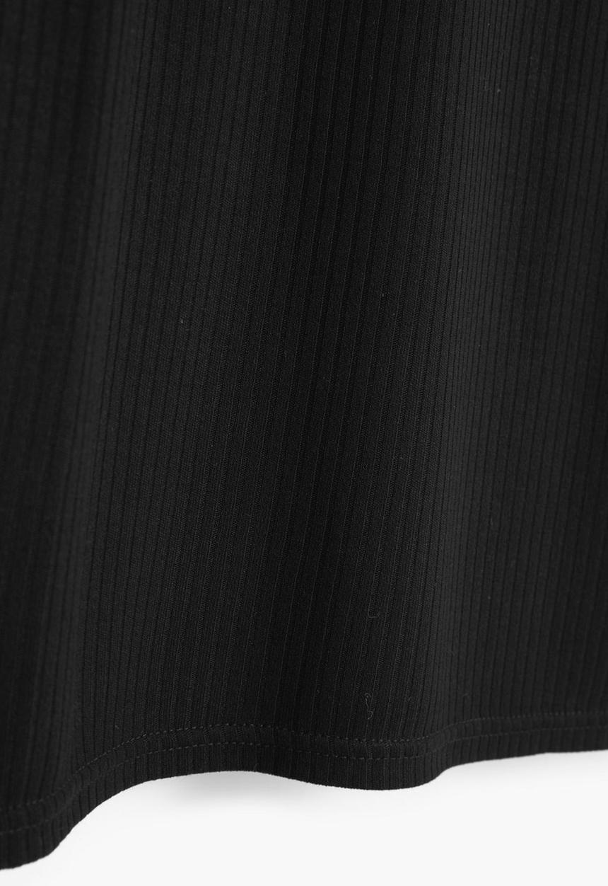 MANGO - Ribbed Side Slit Top Black