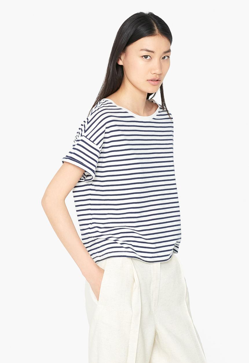 MANGO - Relaxed T-shirt Blue and White