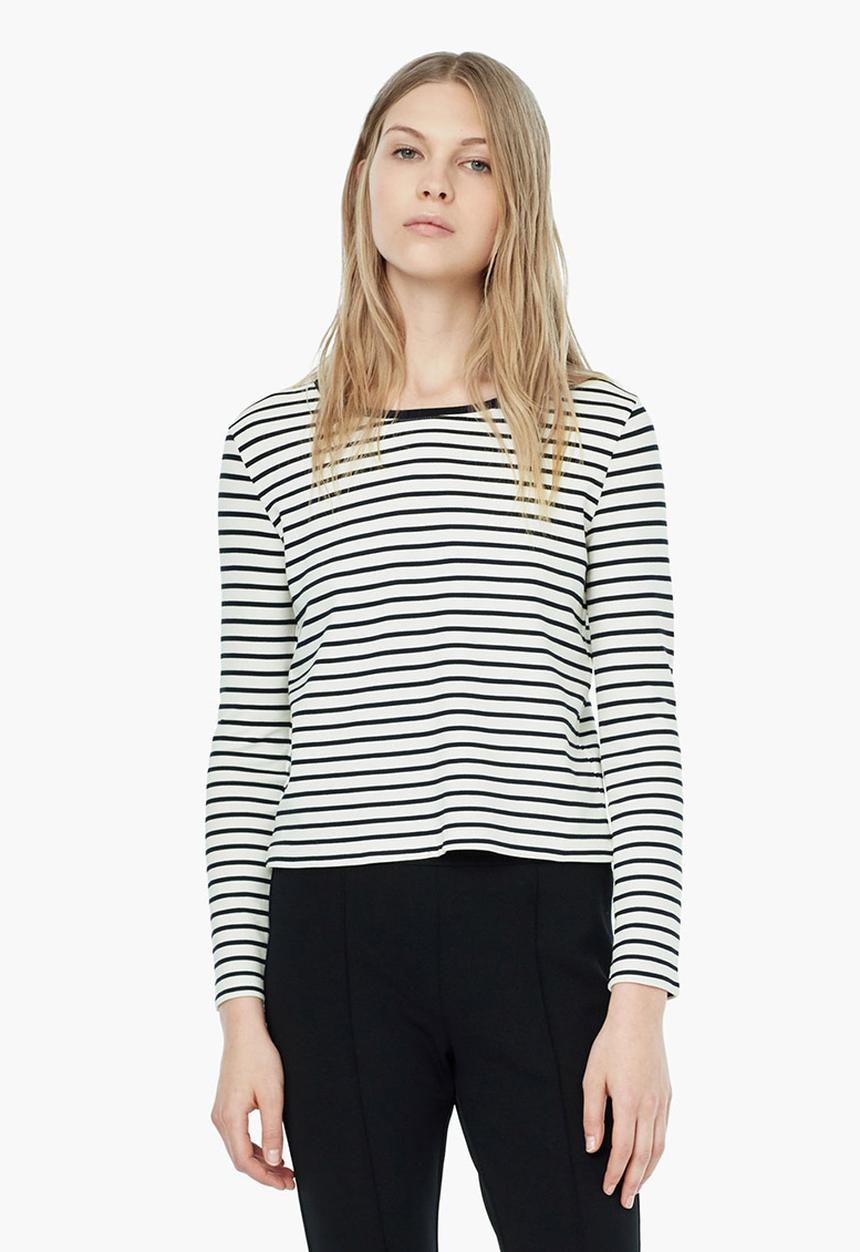 MANGO - Striped Knit T-shirt Blue and White
