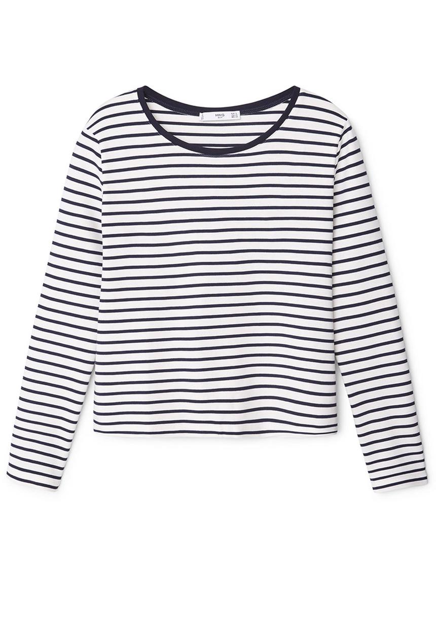 MANGO - Striped Knit T-shirt Blue and White