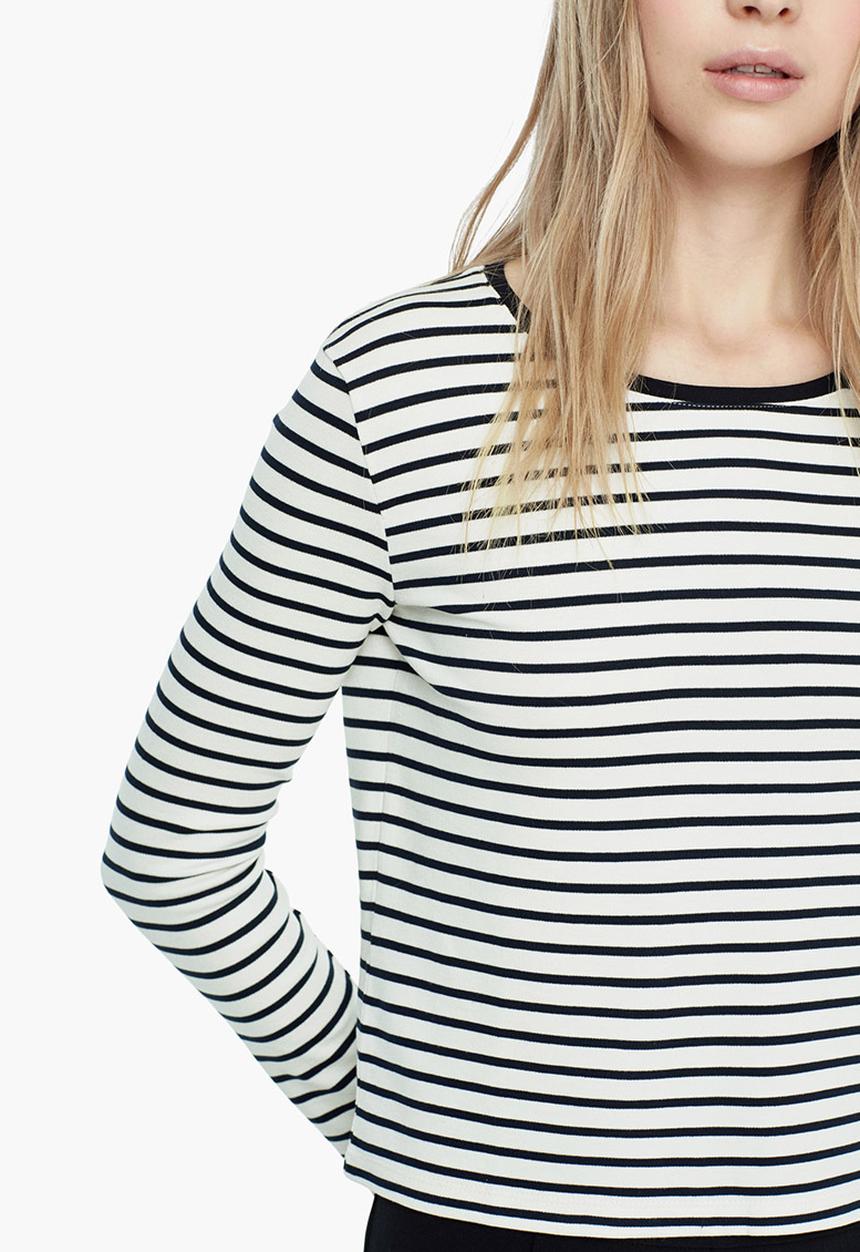 MANGO - Striped Knit T-shirt Blue and White