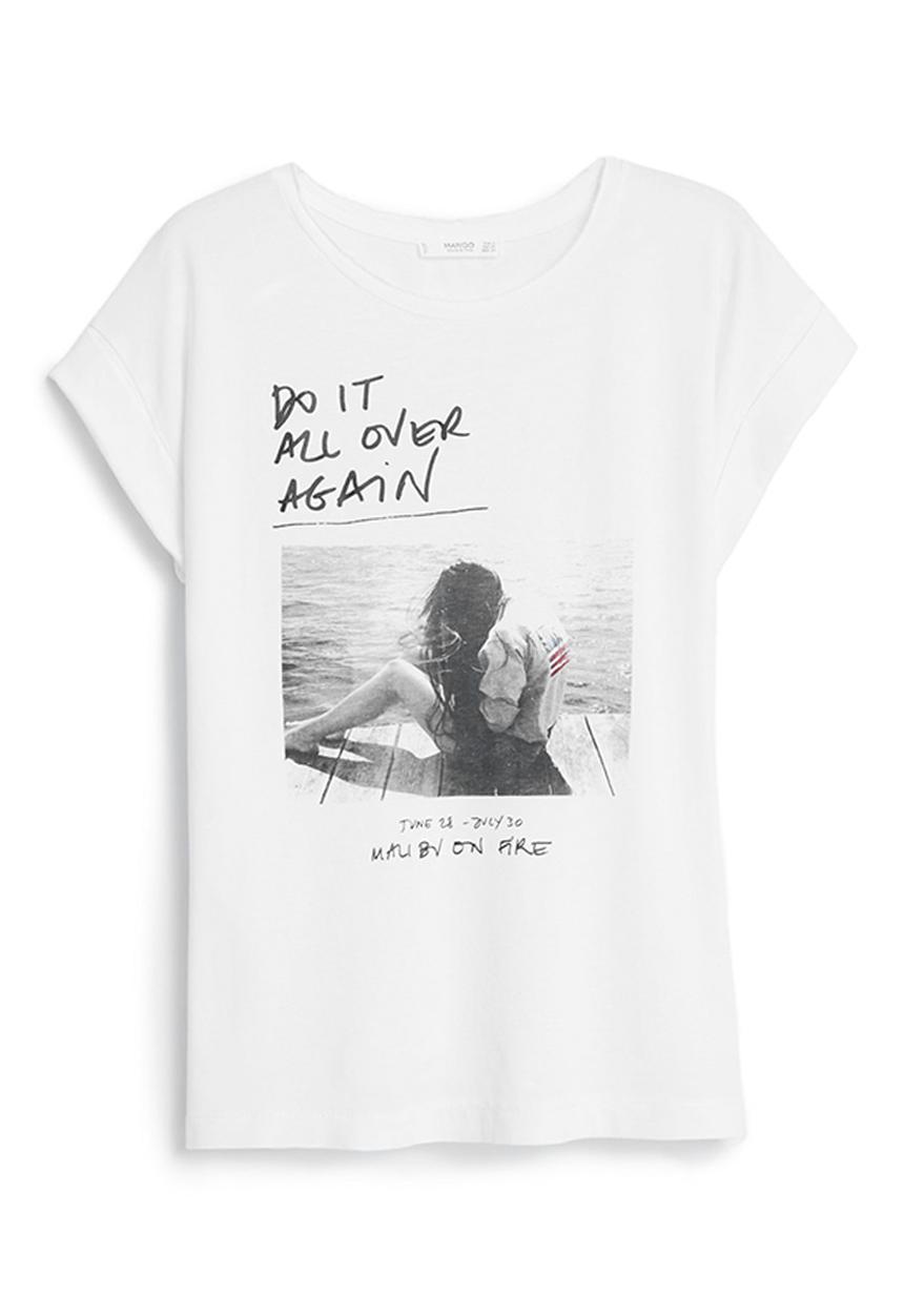 MANGO - Printed T-shirt White
