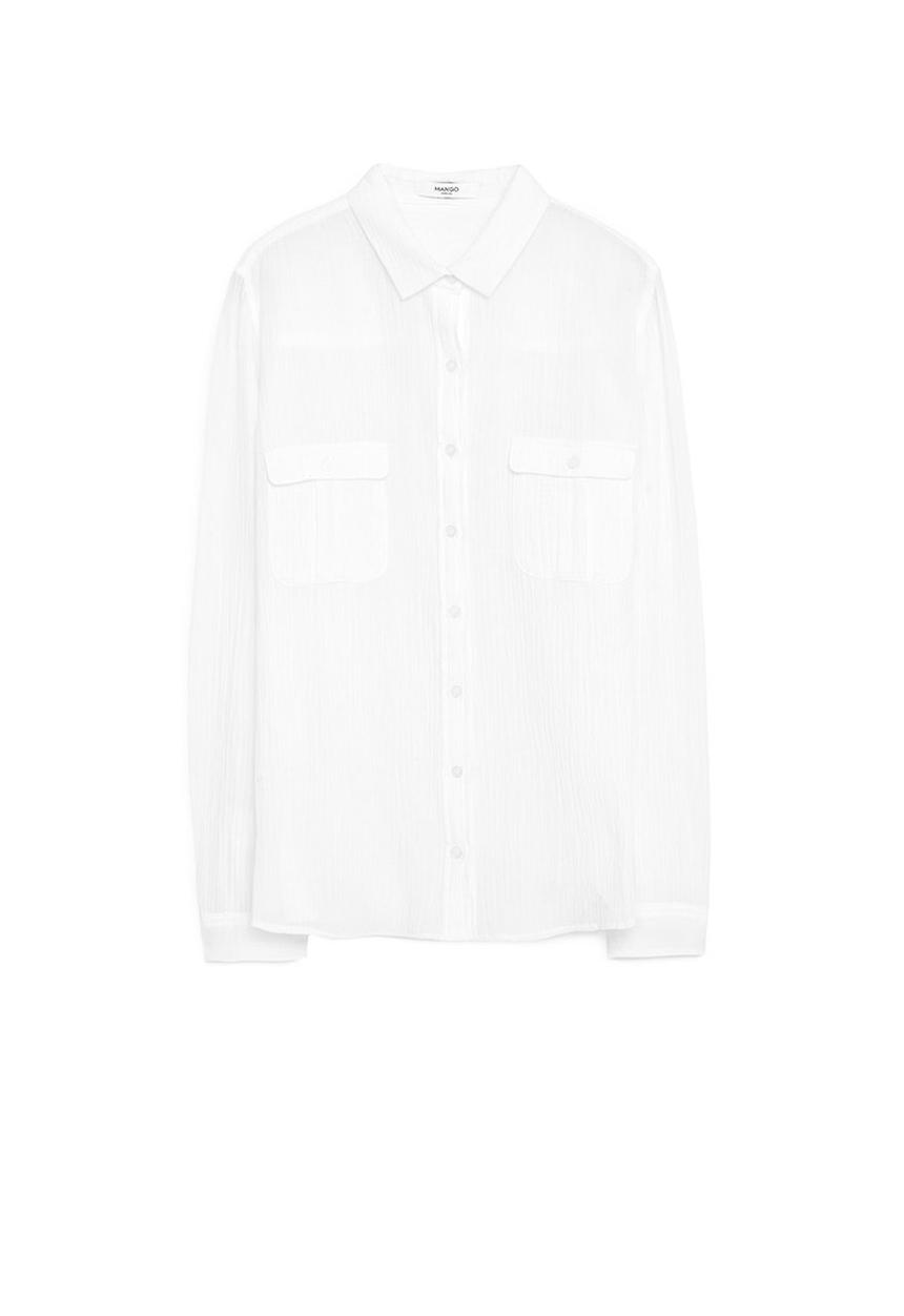 MANGO - Textured Cotton Shirt White