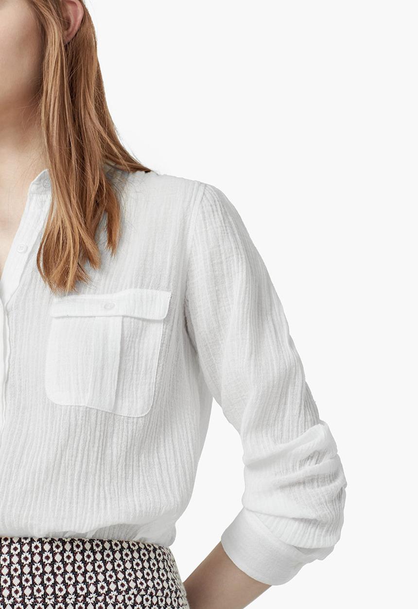 MANGO - Textured Cotton Shirt White