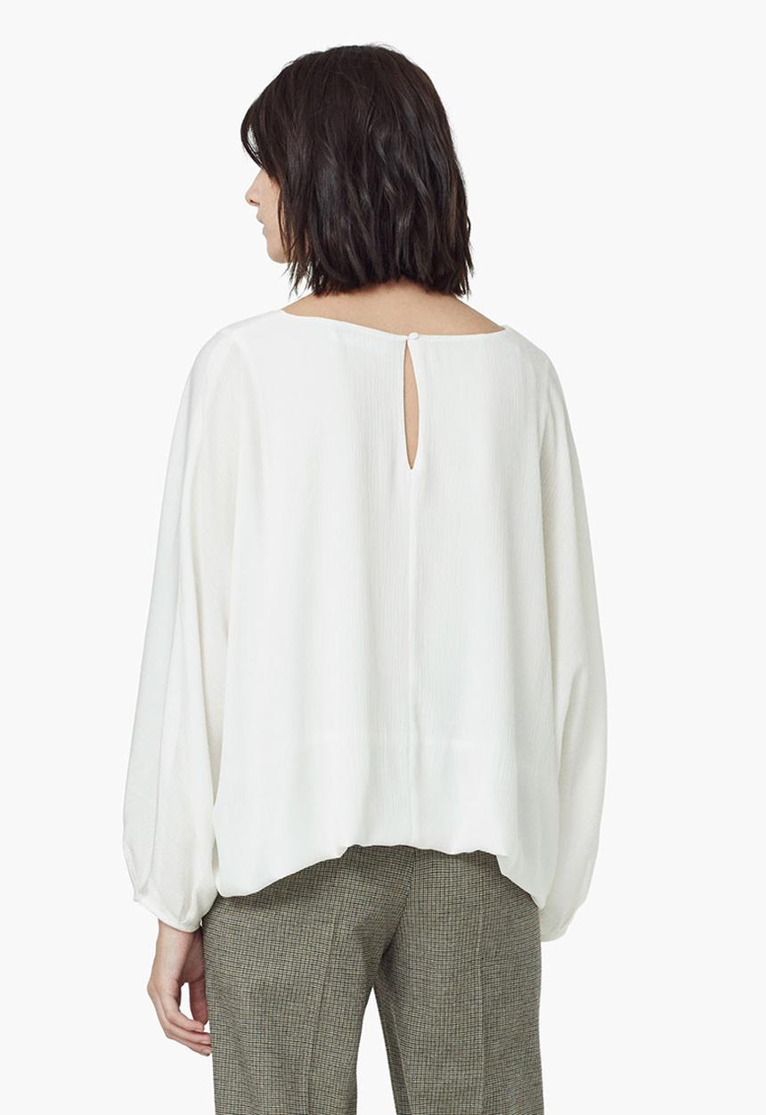 MANGO - Cropped Boxy Blouse White